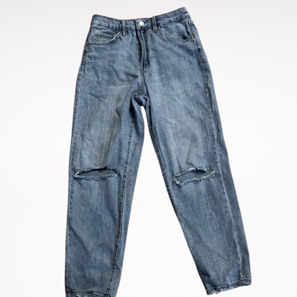 Classic Distressed Blue Denim Jeans